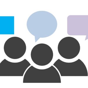 Group of people with talking bubbles